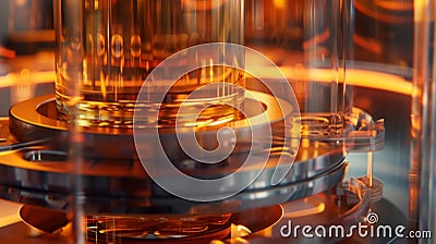 A closeup of a centrifuge its rotor spinning rapidly separating different substances and leaving behind distinct layers Stock Photo
