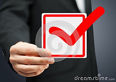 Closeup of checkbox and red mark in it Stock Photo