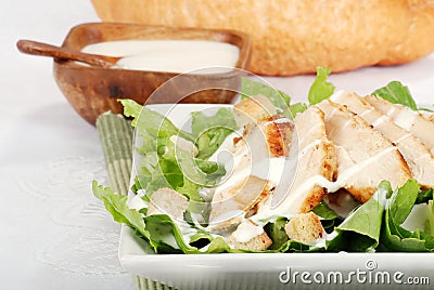 Closeup chicken cesar salad Stock Photo