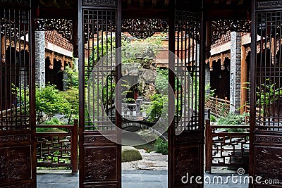 Closeup of a chinese garden in wuhan city Editorial Stock Photo