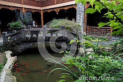 Closeup of a chinese garden in wuhan city Editorial Stock Photo