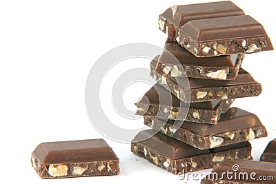 Closeup chocolate pieces Stock Photo