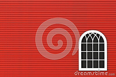 Closeup Closed plastic window with red wall Stock Photo