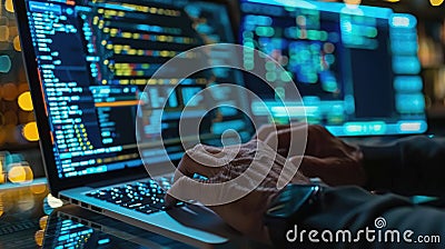 Closeup coding html and programming on screen laptop, development web, developer Stock Photo