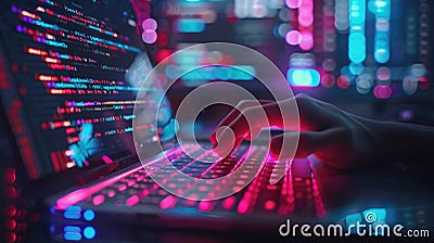 Closeup coding html and programming on screen laptop, development web, developer Stock Photo