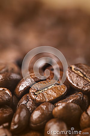 Closeup of coffee beans with Shallow depth of field Stock Photo