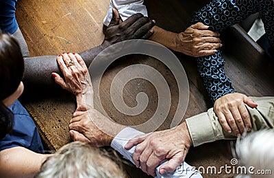 Closeup of collaboration hands teamwork Stock Photo