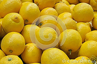 Closeup of collection of whole lemons Stock Photo