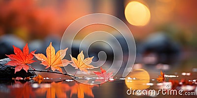 closeup colorful autumn bright autumn leaf, beautiful serene scenery, copy space for greeting card Stock Photo