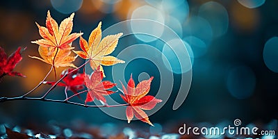 closeup colorful autumn bright autumn leaf, beautiful serene scenery, copy space for greeting card Stock Photo