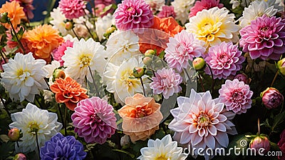 Closeup Colorful flowers in garden, Blooming flower field Stock Photo