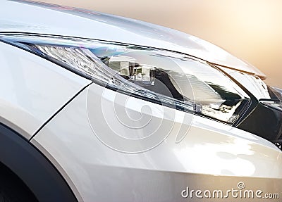 Closeup colorful headlights of car Stock Photo