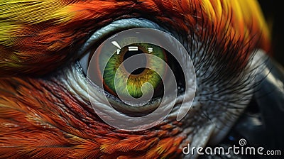Super Realistic Parrot Eye: Hyper-detailed Rendering With Vray Tracing Stock Photo
