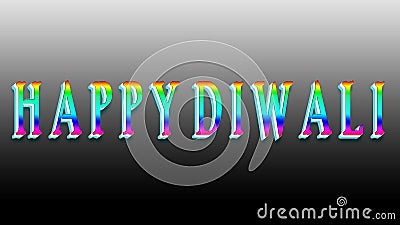 closeup the colorful writing happy diwali on the grey black background Stock Photo