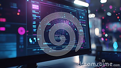 Closeup of a computer monitor showing a userfriendly digital learning portal with vibrant icons representing different Stock Photo