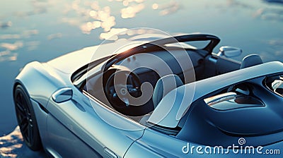 Closeup of a convertibles roof staying securely in place despite the windy conditions showcasing the cars solid Stock Photo