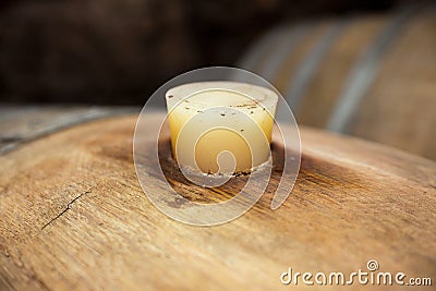 Closeup of Cork and Wine Barrel Stock Photo