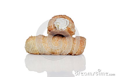 Closeup cream filled cannoli Stock Photo