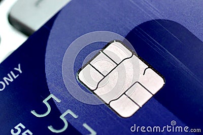 A closeup of credit card chip Stock Photo