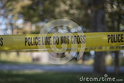 Closeup of crime scene tape Stock Photo