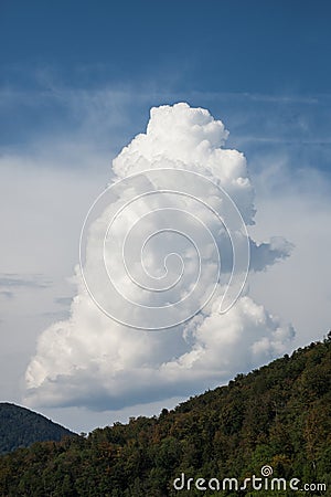 cumuli nimbus before the storm on mountain landscape background Stock Photo