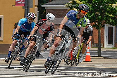 Closeup of cyclists competing in an inaugural Lebanon Criterium bicycle races Editorial Stock Photo