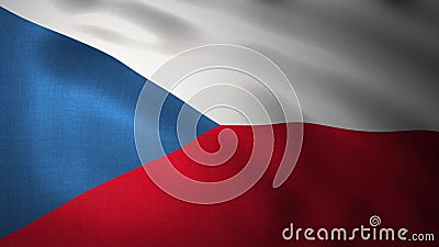 Closeup Czech Flag, Waving in the Wind, 3D Rendering Stock Photo