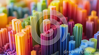 A closeup of a 3D printed model representing complex data relationships with colorcoded sections illustrating the Stock Photo