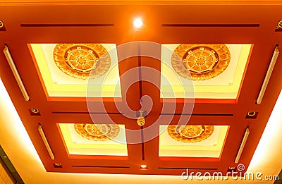 Closeup of decorate ceiling in Chung Tai Chan Monastery in taiw Stock Photo