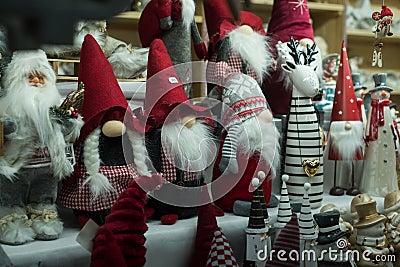 Decorative christmas leprechauns at the christmas market Stock Photo