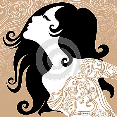 Closeup decorative vintage woman Vector Illustration