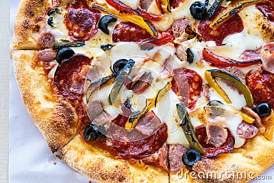 Closeup delicious Campagnola pizza - Italian Cuisine Stock Photo