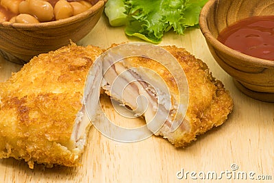 Closeup of delicious chicken cordon bleu with vegetables Stock Photo