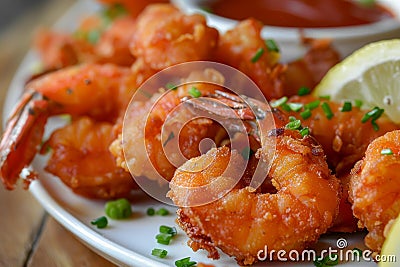 Crispy fried shrimp with dipping sauce Stock Photo