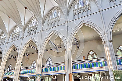 Closeup of detail of the arches over the south balcony of St George's Church in Ramsgate Editorial Stock Photo