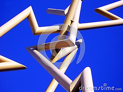 Closeup detail of yellow metal lightning sculpture in Tampa, Florida Stock Photo