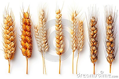 Closeup of different wheat spikes showing variation concept Stock Photo