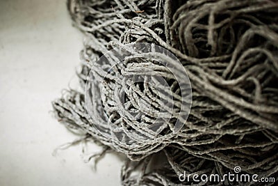 Closeup of Dirty Mop After Cleaning House. Stock Photo