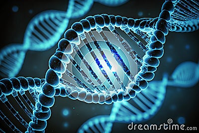 closeup DNA molecule under the microscope. Generated by AI Stock Photo