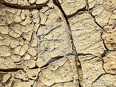 Closeup of dried crack mud representing global warming and climate change Stock Photo