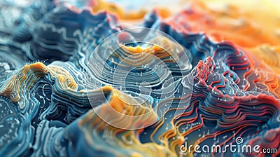 A closeup of a dynamic weather model revealing intricate patterns and colors representing different atmospheric Stock Photo