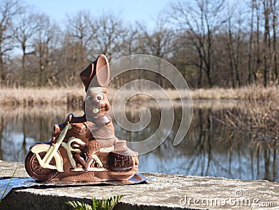 Easter decoration chocolate hare 4 Stock Photo