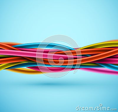 Closeup Electric Cable Vector Illustration