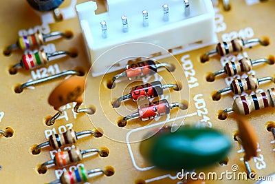 Closeup electronic circuit board Stock Photo