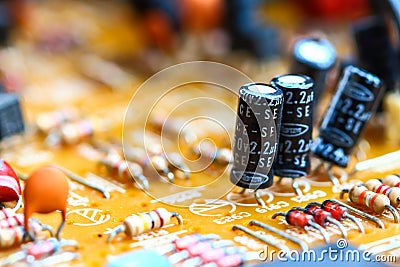 Closeup electronic circuit board Stock Photo