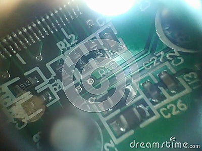 Closeup on electronic circuit board Stock Photo