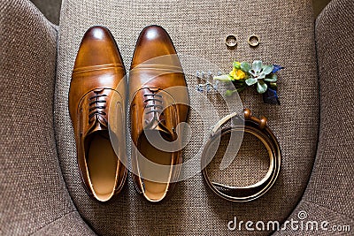 Elegant stylish brown male accessories Stock Photo