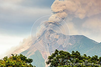 Closeup of erupting Fuego volcano, Guatemala Stock Photo