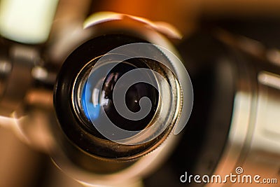 Closeup of an eyepiece of a telescope Stock Photo