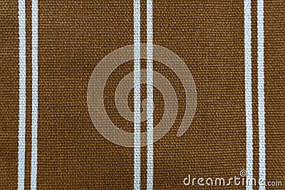 Closeup Fabric Texture for Background. Brown with white stripes. Stock Photo